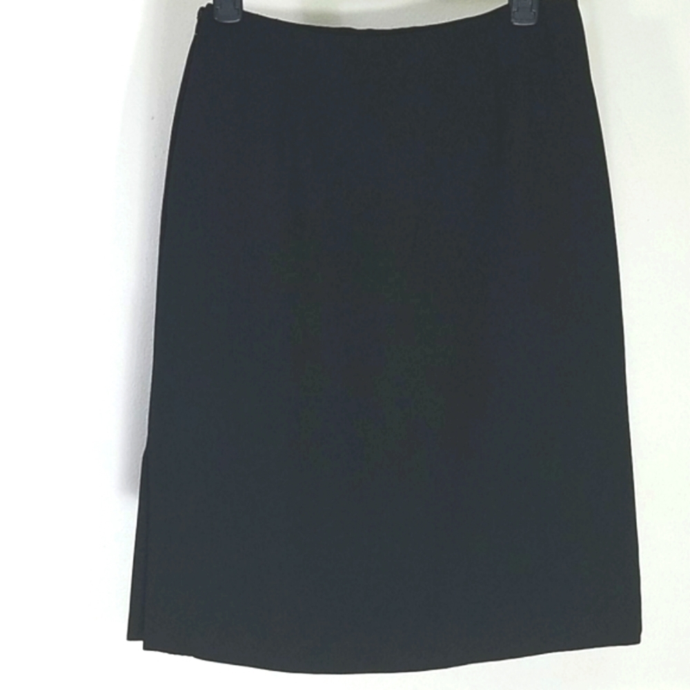 Michele Pleated Midi Skirt lined crepe kick side zip black  EUC
